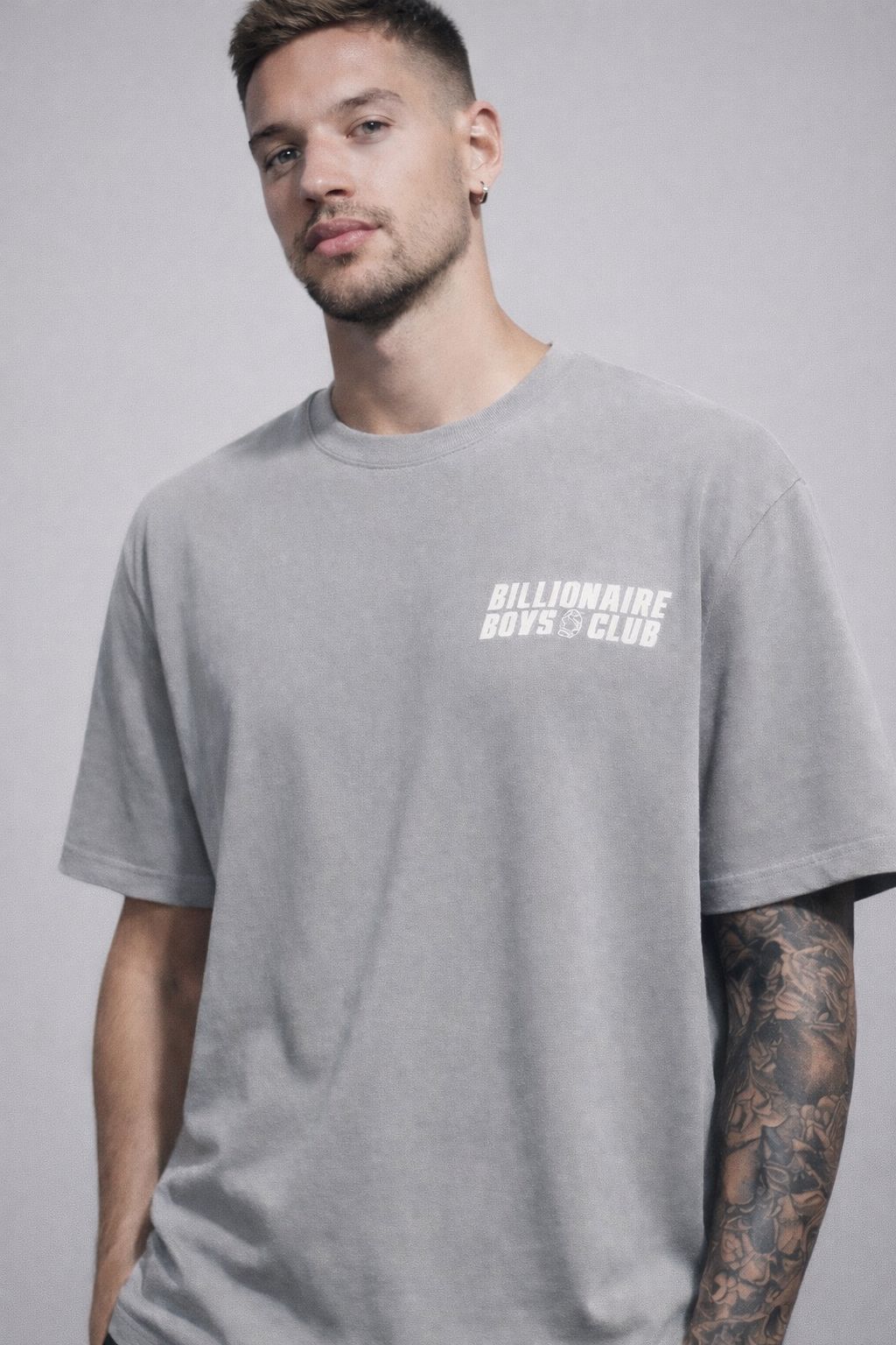 TwoBucks Pistol Sprey Oversize Gri Tshirt