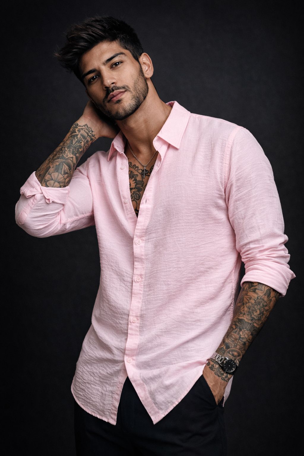 Two Bucks Pembe Pera Keten Gömlek (Relax fit)