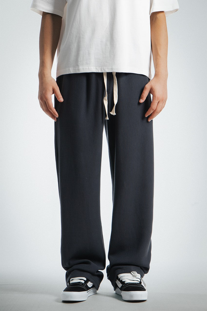 Waffle Kumaş Antrasit Baggy Pantalon