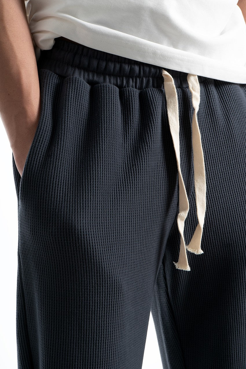 Waffle Kumaş Antrasit Baggy Pantalon