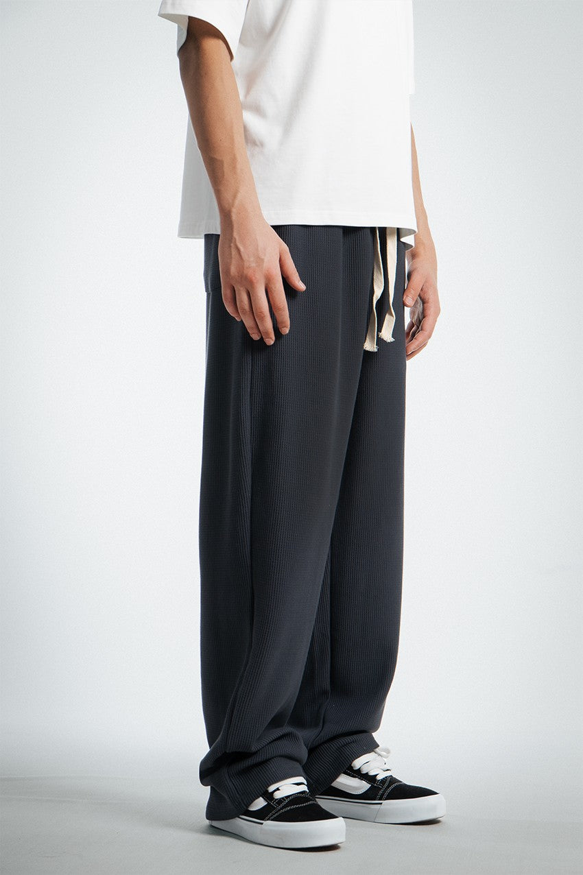 Waffle Kumaş Antrasit Baggy Pantalon