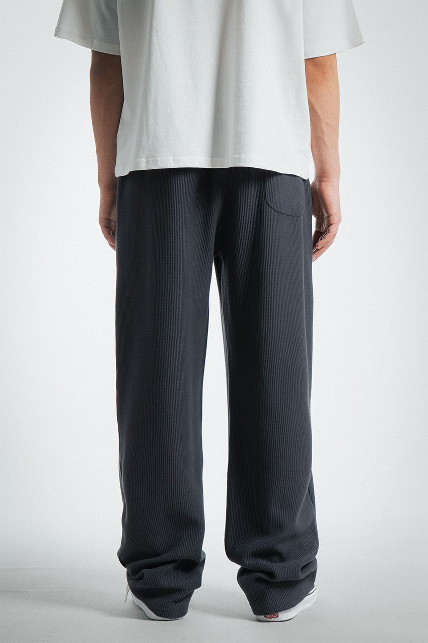 Waffle Kumaş Antrasit Baggy Pantalon