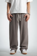 Waffle Kumaş Bej Baggy Pantalon