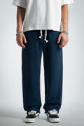 Waffle Kumaş Lacivert Baggy Pantalon