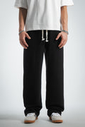 Waffle Kumaş Siyah Baggy Pantalon